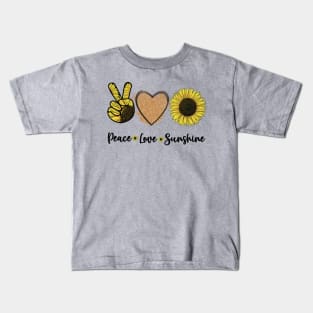 Peace Love Sunshine Sunflower Kids T-Shirt